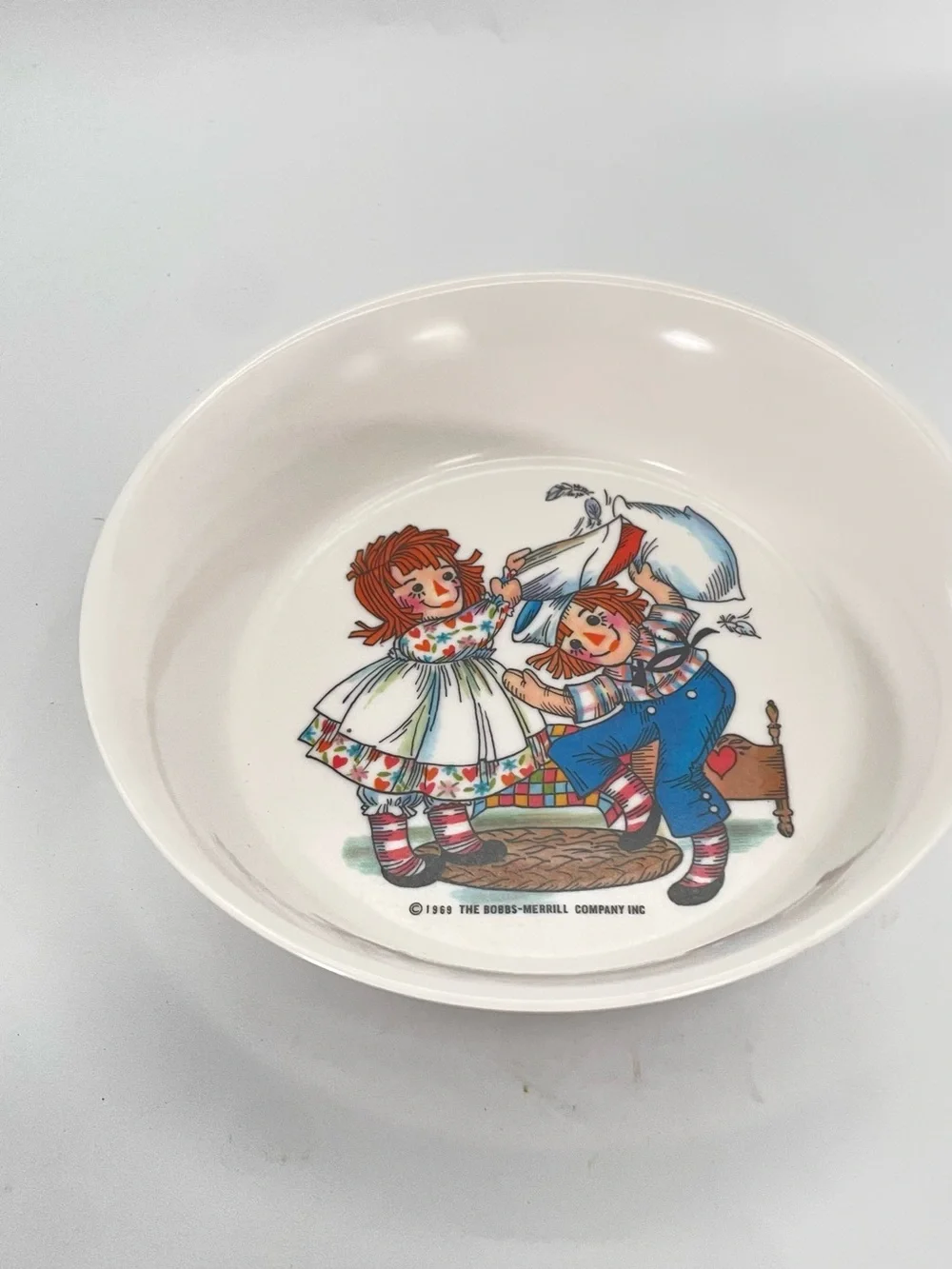 Vintage Oneida Deluxe Raggedy Ann & Andy 3 Pc Melamine Dinner Set 1969